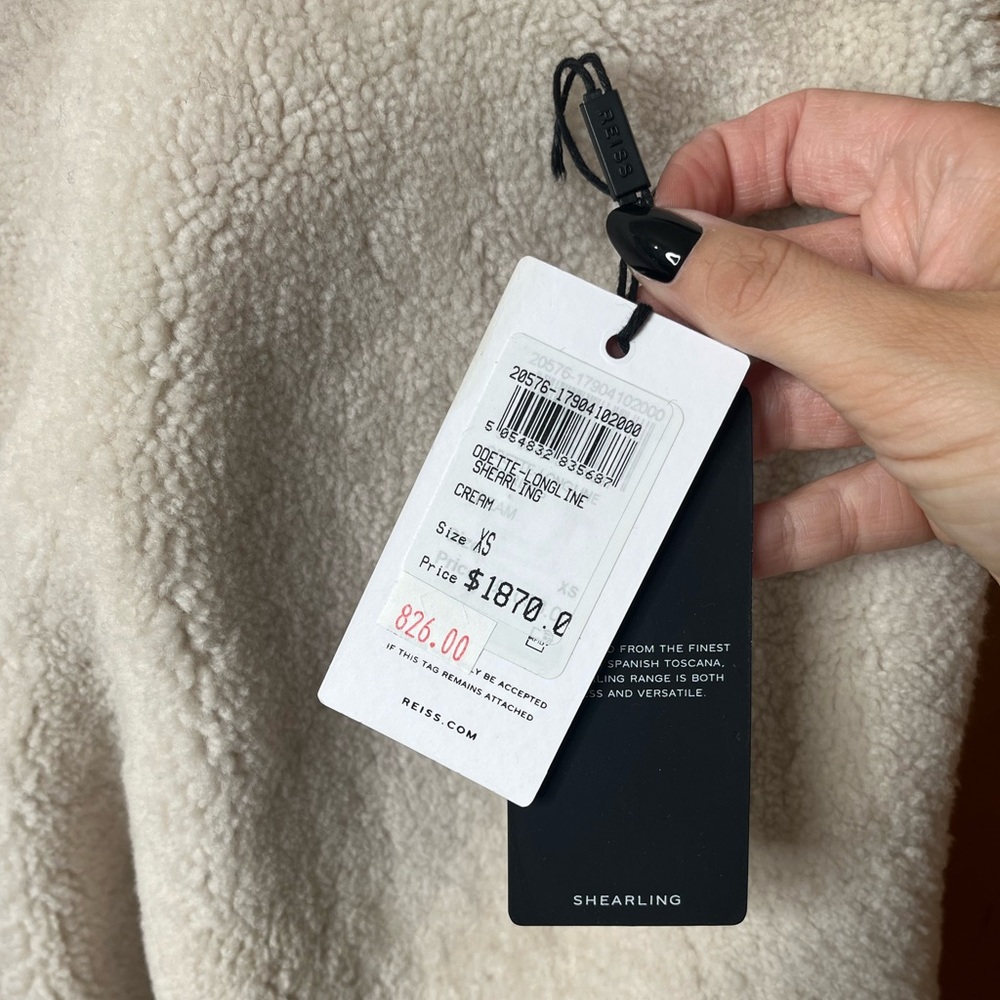 Reiss Cream Odetta Longline shearling Jacket XS - Picture 5 of 5
